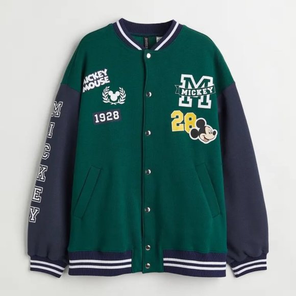 BNWT H&M Printed Baseball Sweatshirt Jacket Mickey Mouse Disney Motif - Picture 3 of 8